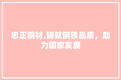忠正钢材,铸就钢铁品质，助力国家发展