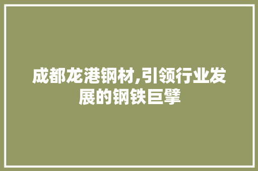 成都龙港钢材,引领行业发展的钢铁巨擘