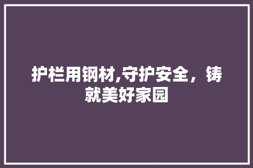 护栏用钢材,守护安全，铸就美好家园