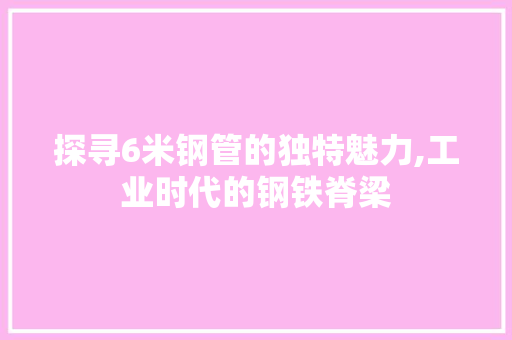 探寻6米钢管的独特魅力,工业时代的钢铁脊梁