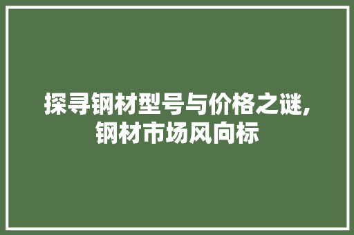 探寻钢材型号与价格之谜,钢材市场风向标