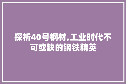 探析40号钢材,工业时代不可或缺的钢铁精英