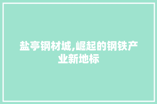 盐亭钢材城,崛起的钢铁产业新地标