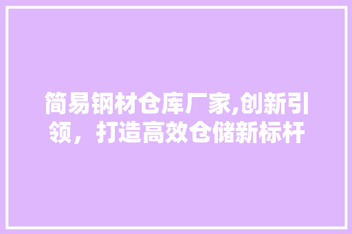 简易钢材仓库厂家,创新引领，打造高效仓储新标杆