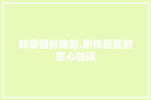 航空钢材铸剑,钢铁巨匠的匠心独运