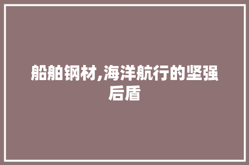 船舶钢材,海洋航行的坚强后盾