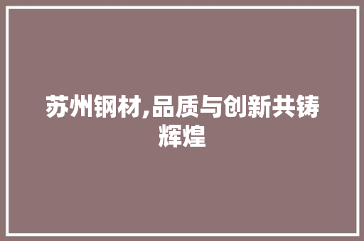 苏州钢材,品质与创新共铸辉煌