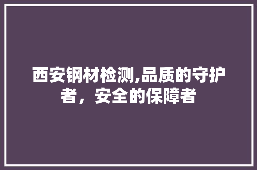 西安钢材检测,品质的守护者，安全的保障者