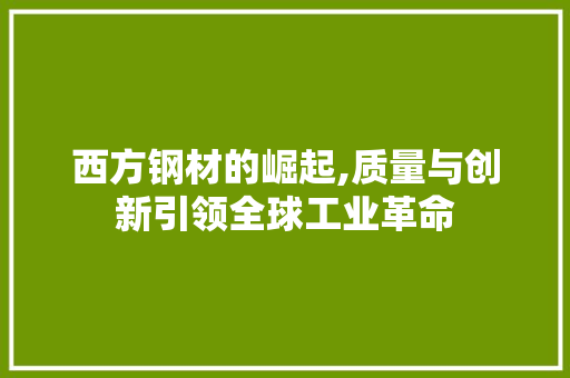 西方钢材的崛起,质量与创新引领全球工业革命