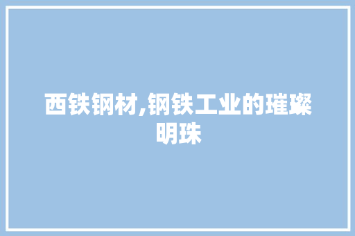 西铁钢材,钢铁工业的璀璨明珠