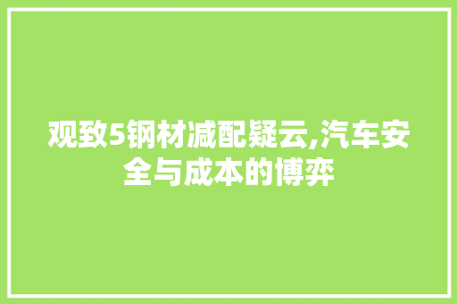 观致5钢材减配疑云,汽车安全与成本的博弈