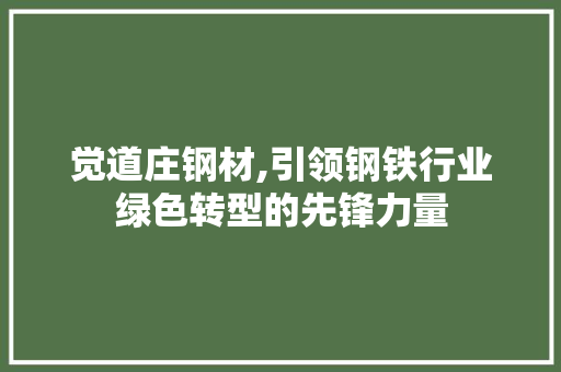 觉道庄钢材,引领钢铁行业绿色转型的先锋力量