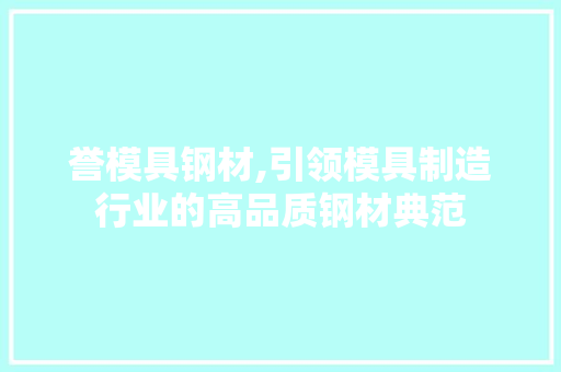 誉模具钢材,引领模具制造行业的高品质钢材典范