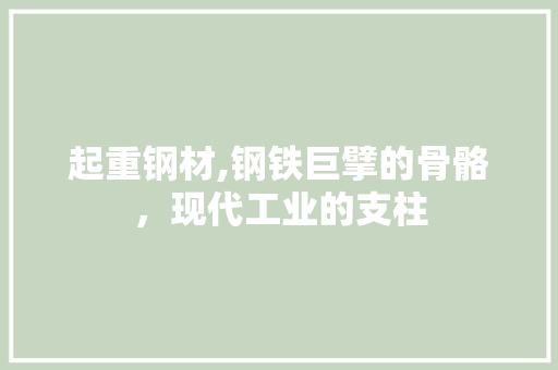 起重钢材,钢铁巨擘的骨骼，现代工业的支柱