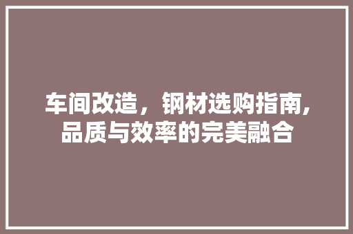 车间改造，钢材选购指南,品质与效率的完美融合