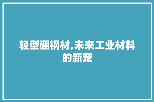 轻型硼钢材,未来工业材料的新宠
