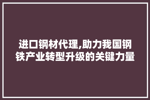 进口钢材代理,助力我国钢铁产业转型升级的关键力量