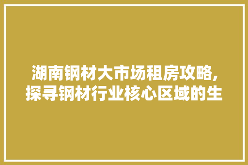 湖南钢材大市场租房攻略,探寻钢材行业核心区域的生活与机遇
