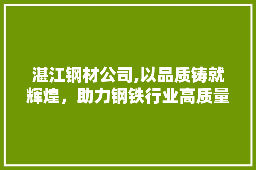 湛江钢材公司,以品质铸就辉煌，助力钢铁行业高质量发展