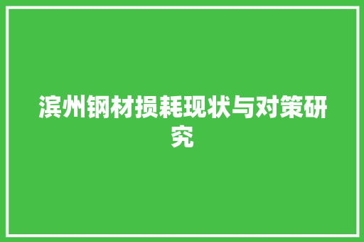 滨州钢材损耗现状与对策研究