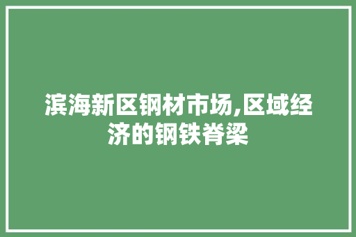 滨海新区钢材市场,区域经济的钢铁脊梁