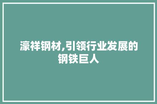 濠祥钢材,引领行业发展的钢铁巨人