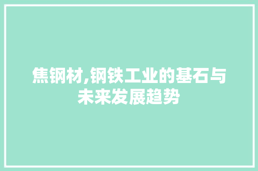 焦钢材,钢铁工业的基石与未来发展趋势