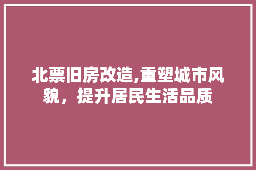 北票旧房改造,重塑城市风貌，提升居民生活品质