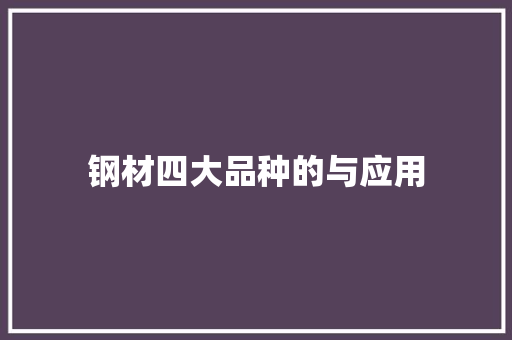 钢材四大品种的与应用