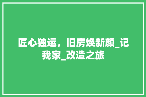 匠心独运，旧房焕新颜_记我家_改造之旅