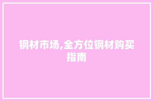 钢材市场,全方位钢材购买指南