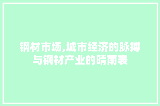 钢材市场,城市经济的脉搏与钢材产业的晴雨表