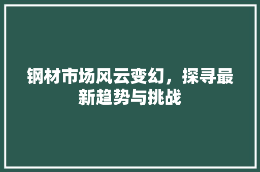 钢材市场风云变幻，探寻最新趋势与挑战