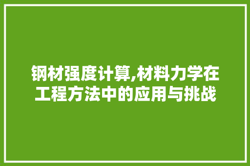 钢材强度计算,材料力学在工程方法中的应用与挑战