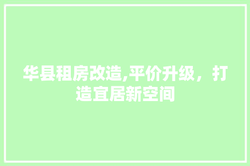 华县租房改造,平价升级，打造宜居新空间