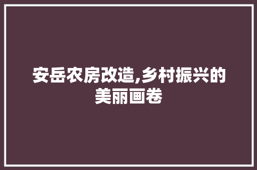 安岳农房改造,乡村振兴的美丽画卷