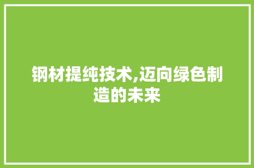 钢材提纯技术,迈向绿色制造的未来