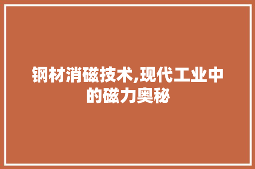 钢材消磁技术,现代工业中的磁力奥秘