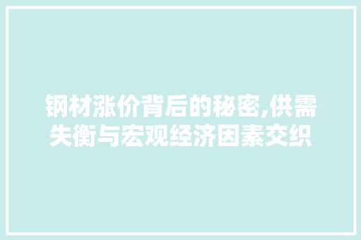 钢材涨价背后的秘密,供需失衡与宏观经济因素交织
