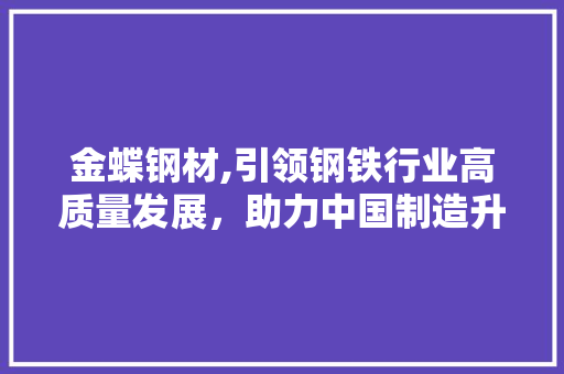 金蝶钢材,引领钢铁行业高质量发展，助力中国制造升级