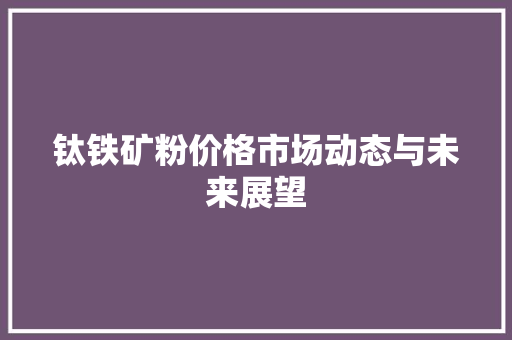 钛铁矿粉价格市场动态与未来展望