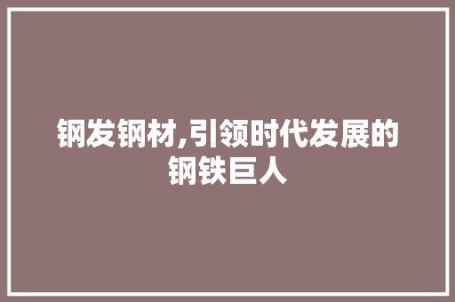 钢发钢材,引领时代发展的钢铁巨人