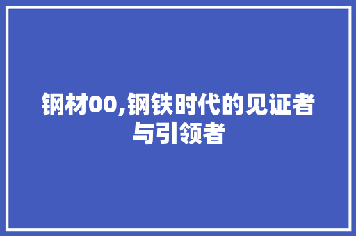 钢材00,钢铁时代的见证者与引领者