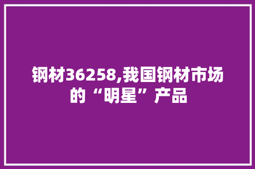 钢材36258,我国钢材市场的“明星”产品