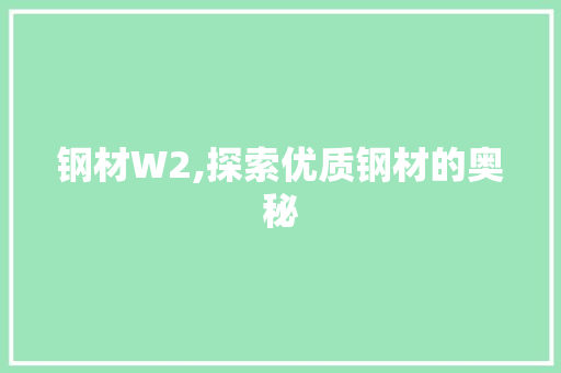 钢材W2,探索优质钢材的奥秘