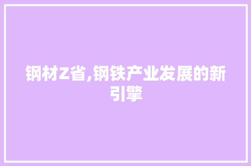 钢材Z省,钢铁产业发展的新引擎