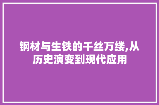 钢材与生铁的千丝万缕,从历史演变到现代应用