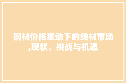 钢材价格波动下的线材市场,现状、挑战与机遇