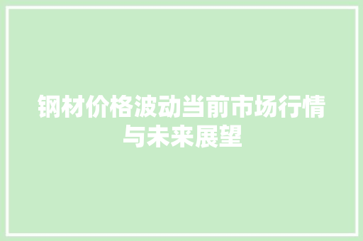钢材价格波动当前市场行情与未来展望