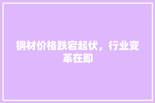 钢材价格跌宕起伏，行业变革在即